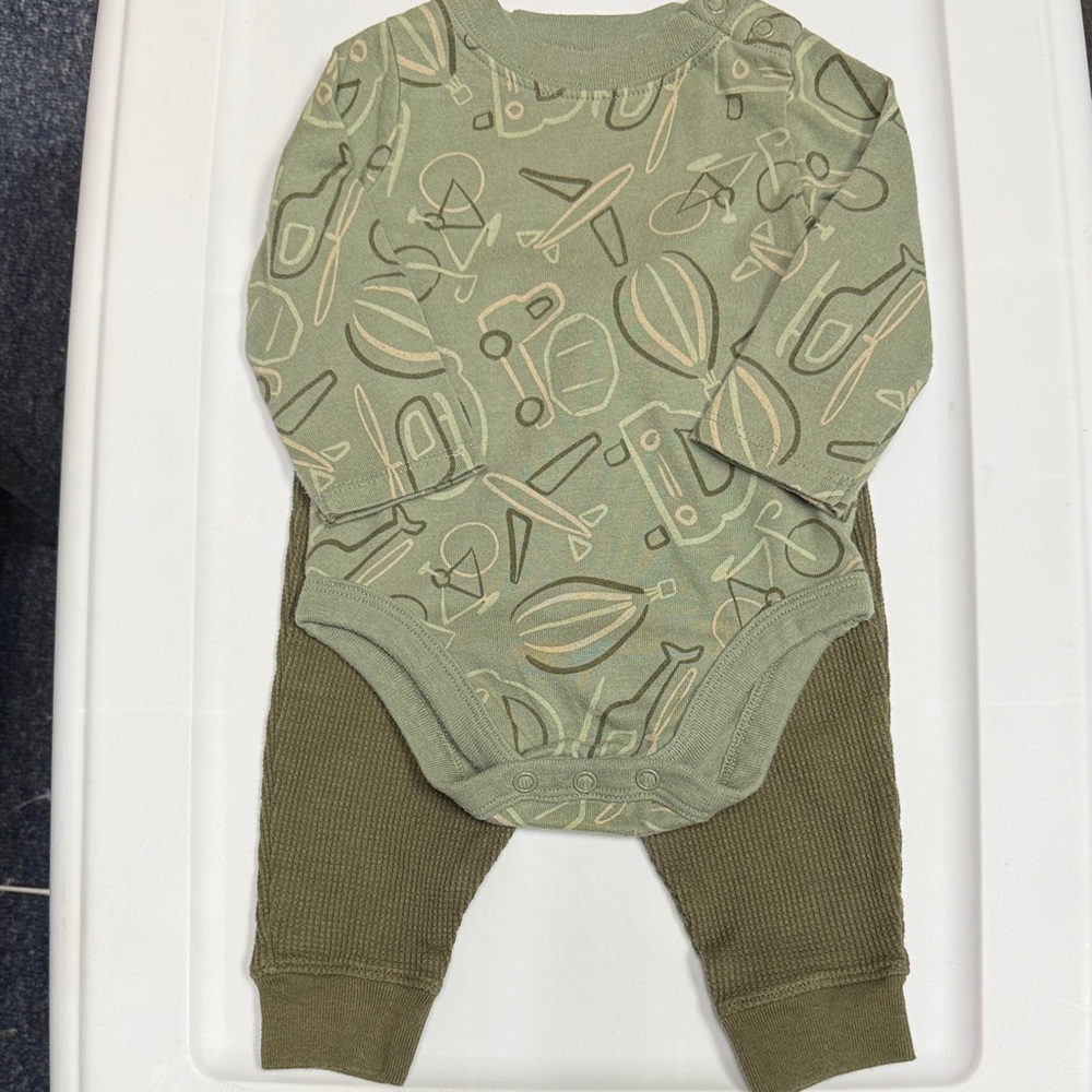 Garanimals Olive Baby Onesie with Knit Pants